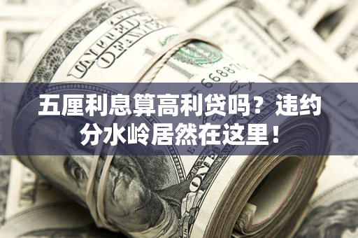 济南五厘利息算高利贷吗？违约分水岭居然在这里！