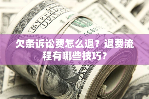 济南欠条诉讼费怎么退？退费流程有哪些技巧？